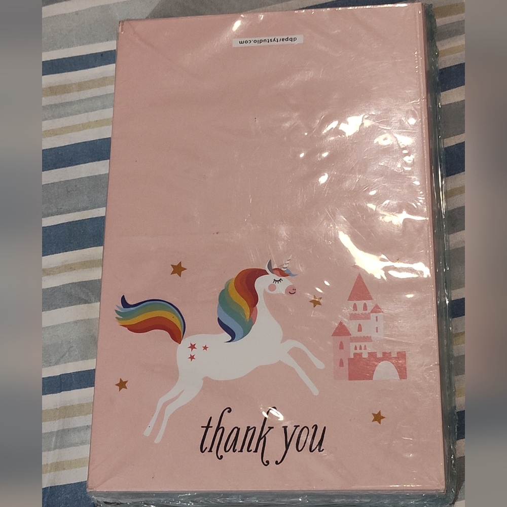 Pink Unicorn Thank You Cards